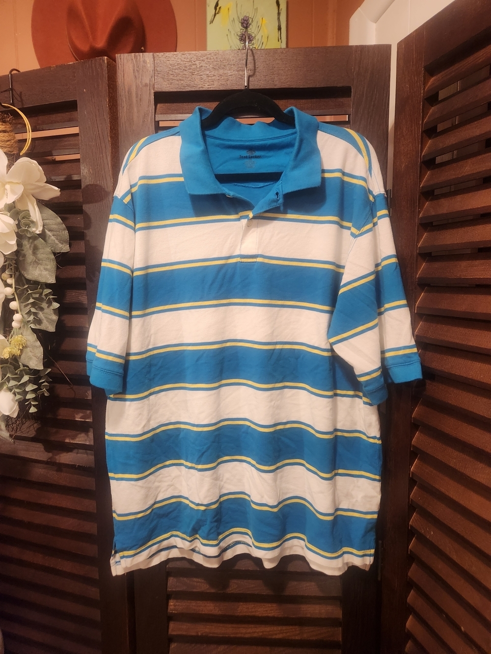 Blue & White Striped Men’s Polo Shirt